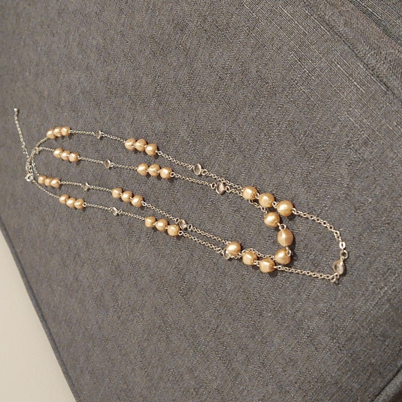 Lia Sophia rosey gold beaded long necklace - Picture 1 of 3